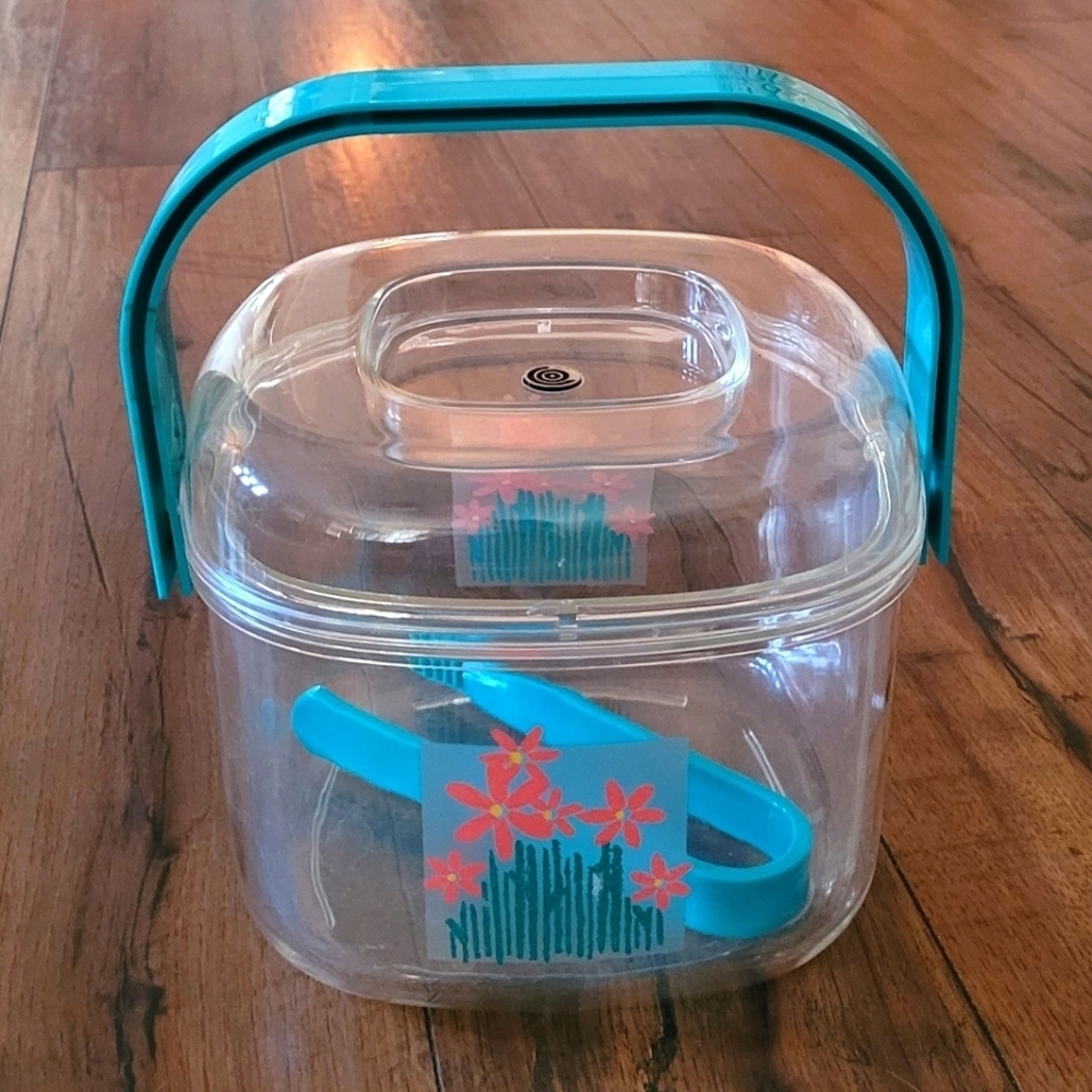 Vintage 80's Cameleon Acrylic Turquoise and‎ Coral Ice Bucket